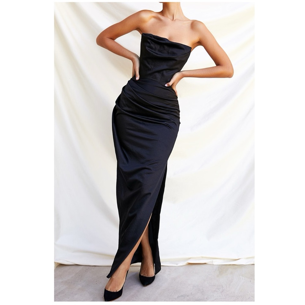 House of CB Strapless Black Maxi Dress